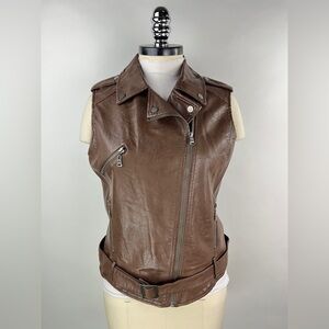 💚 2999. Moto Style Faux Leather Belted Vest